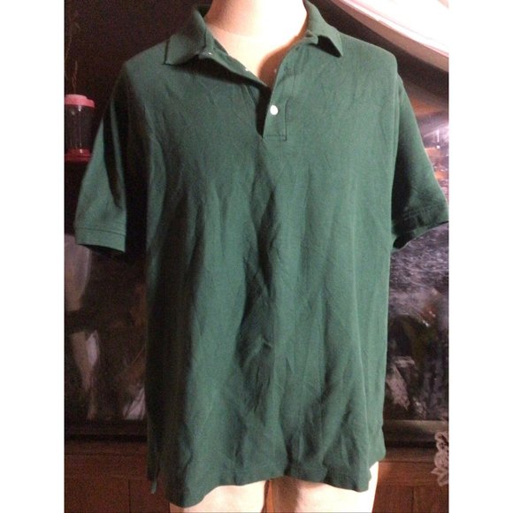 Crossings men's button up collared Hunter Green Short Sleeve Polo shirt  Sz XL - Picture 2 of 3